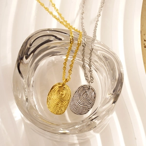 Creative Fingerprint Pendant Necklace For Women Personalized Stainless Steel Clavicle Chain Jewelry Gold Silver Plated Gift