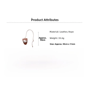 Detail showing dimensions of the brown leather Hello Kitty pouch with a 90cm lanyard