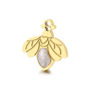 Golden beetle insect pendant with white enamel inlay for creative jewelry DIY