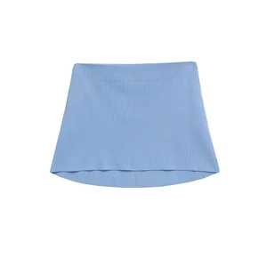 Women's light blue knit tube top featuring a textured finish and elastic fit style
