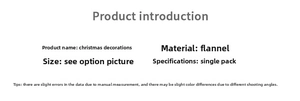 Detailed specification list for flocked reindeer Christmas ornament showing material and size
