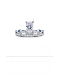 Detail view of S925 silver crown ring with emerald cut zircon and blue stone accents