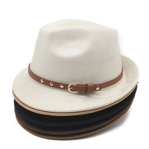 Classic suede fedora hats in five colors with vintage leather bands and metal rivets
