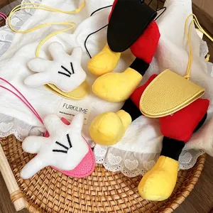 Cartoon Mickey Stil Brillenhalter Halskette mit Plüschhandschuhen und gelben Schuhanhängern
