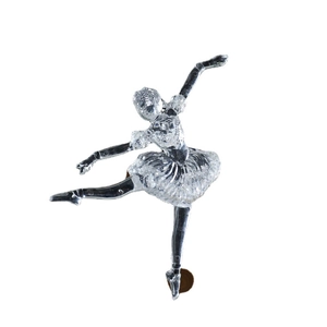 Clear acrylic ballerina hanging ornament for Christmas tree decoration on white background