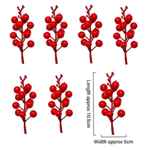 Artificial Red Berry Stem For Christmas Wreath Winter Berry Branch Decoration For Home Table Centerpiece Festive Ornament