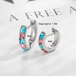 Exquisite copper-set cubic zirconia geometric earrings with 6mm and 8mm inner diameters