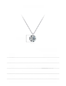 Detailansicht der S925 Sterlingsilber Moissanit Kette mit 5mm Stein und 45cm Kette