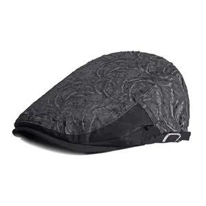 Boina De Encaje Para Mujer Con Flores Textura 3D Transpirable Protección Solar Gorra Plana Retro Ajustable