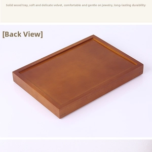 Detailed back view of solid wood jewelry display tray with walnut finish structure