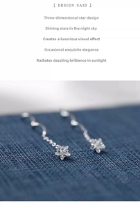 Dettaglio degli orecchini a stella in argento sterling 925 con zirconi scintillanti