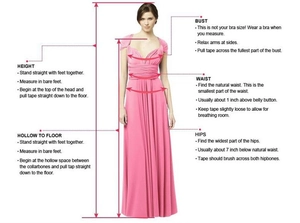 Detailed size chart for pink multi-way wrap gown showing bust and waist measurement guide