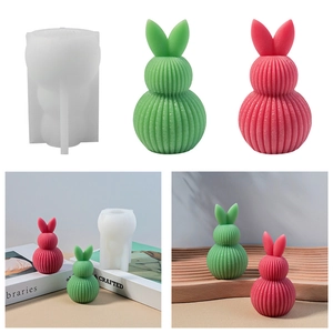 Stampo In Silicone Coniglio 3D Rigato Doppia Sfera Candela Aromaterapia Cera Sapone Gesso DIY Resina Artigianato