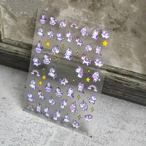 Adesivi per unghie sottili e flessibili con unicorno e arcobaleno per bambini e fai-da-te
