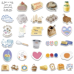 63pcs cute yellow butter and bread theme stickers for suitcases and scrapbooks
