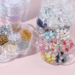 Flower shaped multi-grid storage boxes for nail art accessories and jewelry beads