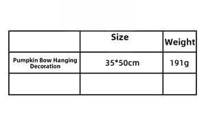 Size chart for autumn pumpkin bow wreath door decor measuring 35 by 50 centimeters