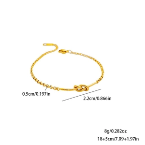 Minimalist 18k gold plated knot bracelet with spiral chain and adjustable lobster clasp