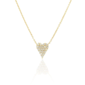 Elegant gold plated heart pendant necklace with shimmering white pavé zircon stones