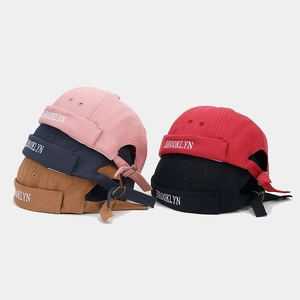 Retro Docker Hat Brimless Beanie Miki Hat For Men Women Cotton Canvas Adjustable Streetwear Brooklyn Letter Embroidery