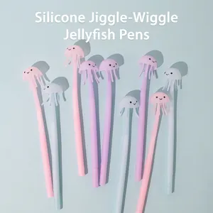 Creative Jellyfish Shape Gel Pen Stress Relief Soft Silicone Black Ink Office School Stationery Writing Gift