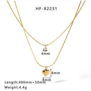 Tableau des tailles détaillé pour le collier doré double rang à pendentif cœur