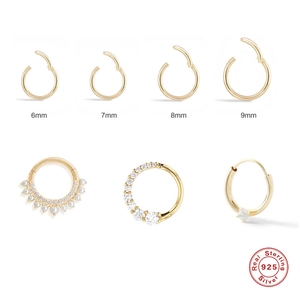 Hinged Segment Hoop Earrings For Cartilage Piercing With 925 Sterling Silver And Zirconia Minimalist Style