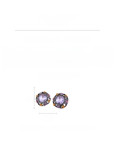 Macro shot of 3cm vintage round earrings featuring purple center stone and rhinestones