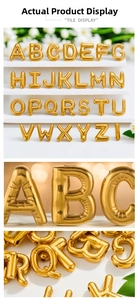 Detailed view of glossy golden balloon-style alphabet pendants for jewelry making