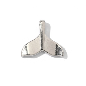 Polished silver stainless steel whale tail pendant accessory for DIY jewelry making