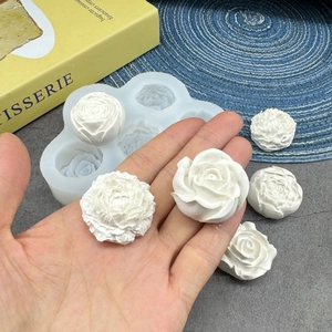 3D rose and peony silicone mold for cake baking and DIY handmade soap candle making