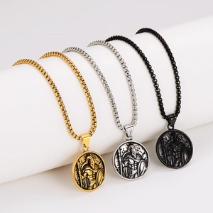 Retro Spartanerkrieger Anhänger Halskette in Gold, Silber und Schwarz für Herren