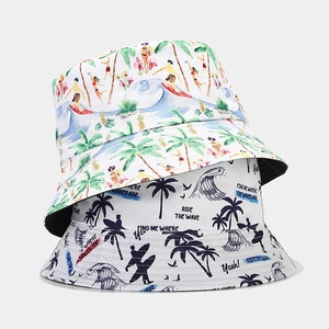 Bob réversible avec motifs de palmiers tropicaux et surf pour vacances à la plage