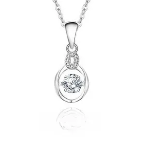 Macro view of S925 sterling silver sunflower necklace with sparkling center zircon