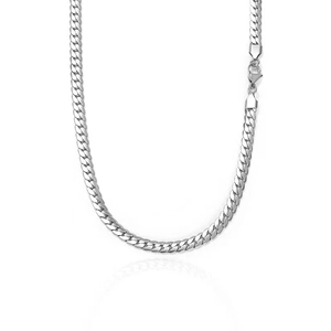 Polished silver stainless steel Cuban link necklace for men with a minimalist curb design
