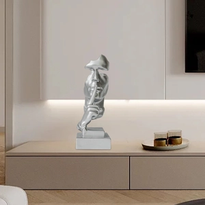 Silver Silence is Gold sculpture abstract art figurine for modern home office decor