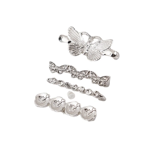Silver decorative metal loops for smartwatch bands with clover and butterfly charms