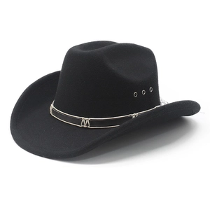 Western Cowboy Hat Wide Brim Felt Fedora Breathable Metal Eyelets Jazz Style Sun Protection For Men Women Outdoor