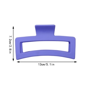 Matte purple 13cm shark hair claw clip in a rectangular design with size dimensions
