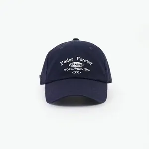 Dark blue cotton baseball cap featuring 1991 embroidery with curved brim and soft top