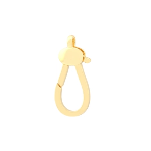 Macro detail of gold plated heart spring clasp with shimmering white cubic zirconia stones