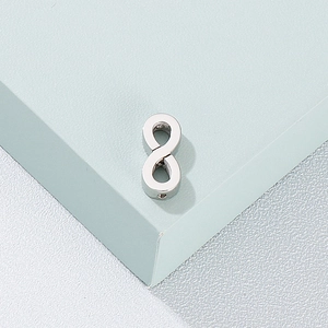 Polished stainless steel infinity symbol bead charm for DIY minimalist jewelry making