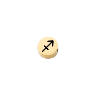 Golden stainless steel Sagittarius zodiac cylinder bead with laser engraving for jewelry