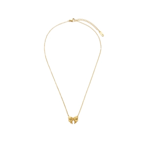 Elegant 18K gold plated stainless steel bow necklace with a delicate ribbon pendant