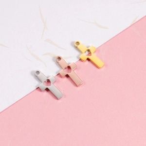 Cross Pendant Charms 304 Stainless Steel Hollow Heart DIY Jewelry Making Accessories Mirror Polished Religious Minimalist