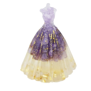 Unique amethyst purple and yellow crystal stone princess dress gown home decor gift