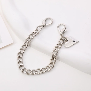 Silver heart pendant chain with lobster clasps and plum blossom dripping oil detail