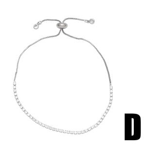 Elegant silver adjustable tennis bracelet with round cubic zirconia and bolo slide clasp
