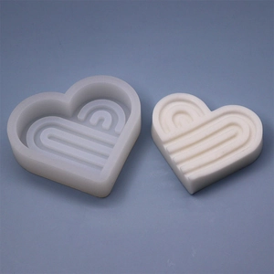 Rainbow striped heart silicone mold for DIY candles and aesthetic geometric home decor