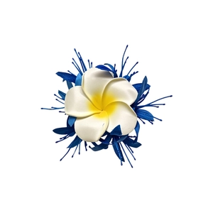 Eleganter weiß-blauer tropischer Plumeria-Blüten-Haarclip für einen tollen Sommerurlaub